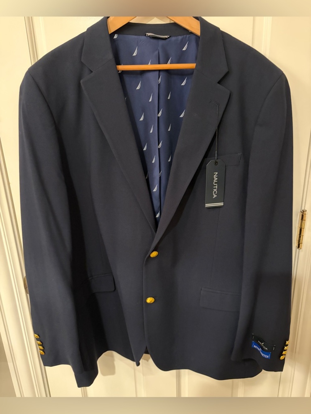 Nautica Branford Men's Classic Navy Sport Coat with Gold Buttons Size 48L